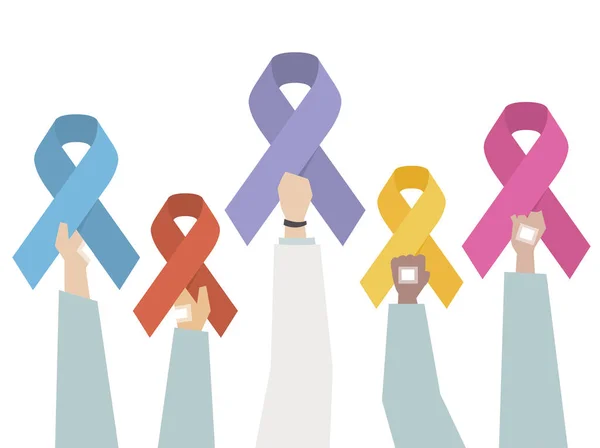 Illustration Set Awareness Ribbon — Stock Photo, Image