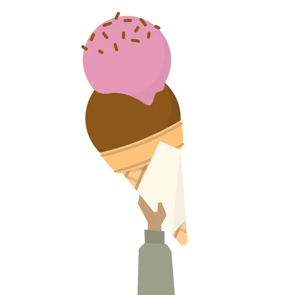 Ilustración Cono Helado Chocolate Fresa —  Fotos de Stock