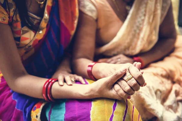 Närbild Indisk Familj Mor Och Dotter — Stockfoto
