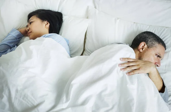 Couple Bed Having Problem — Stock Photo, Image