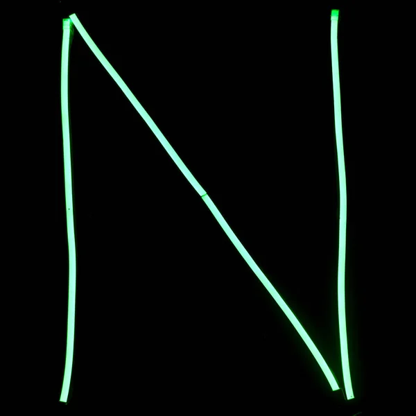 Yeşil Neon Işıkları Alfabesi Harfleri — Stok fotoğraf