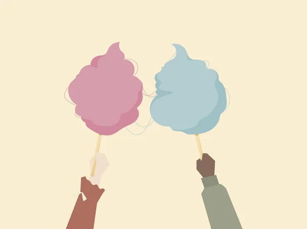 Illustration Von Händen Die Zuckerwatte Halten — Stockfoto