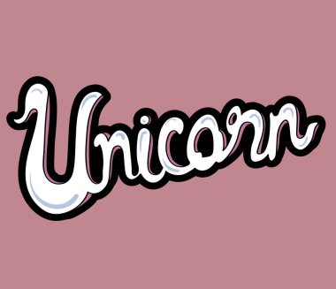 Tek boynuzlu at kelime üzerinde arka izole