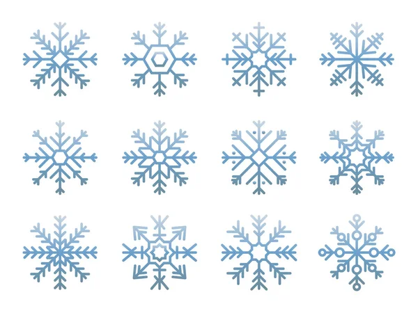 Ilustrace Roztomilých Ikon Sněhové Vločky — Stock fotografie