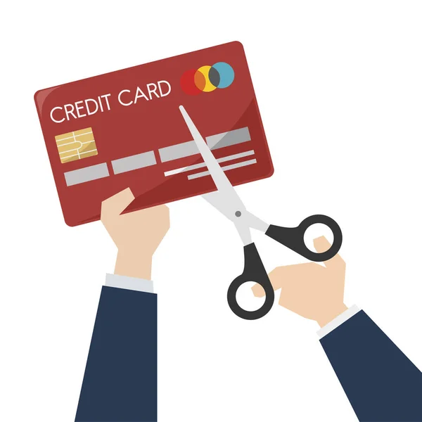 クレジット カードを切るはさみのイラスト — ストック写真