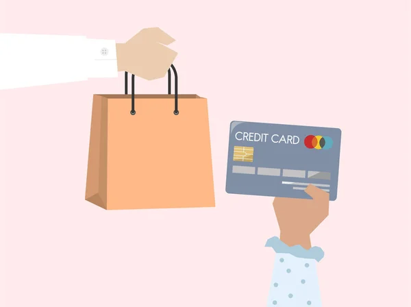 Illustratie Van Online Winkelen Met Credit Card — Stockfoto