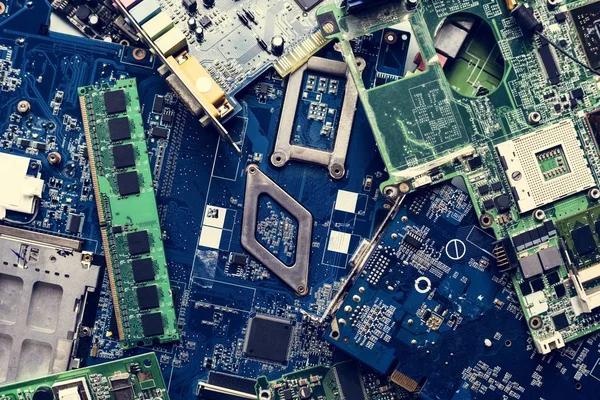 Крупный План Системной Платы Микропроцессоров Электроники — стоковое фото