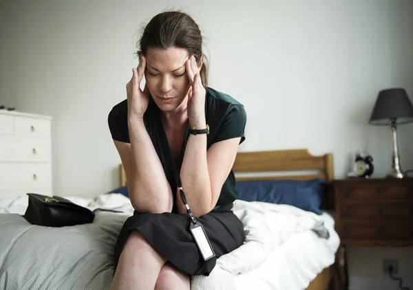 Stressful Woman Bedroom — Stock Photo, Image