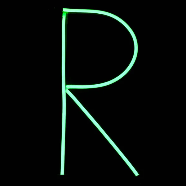 Зелене Неонове Світло Літери Алфавіту — стокове фото