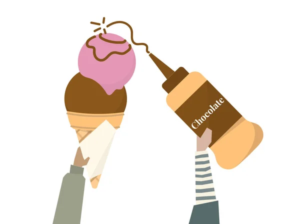アイス クリーム コーンとトッピングのイラスト — ストック写真