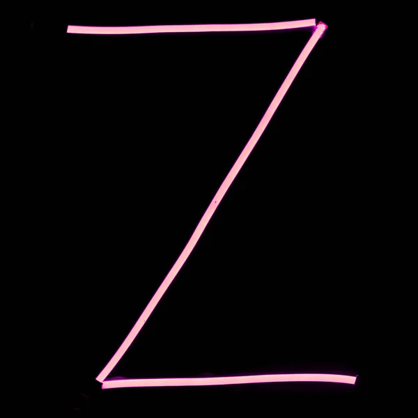 Alphabet Pink Neon Lights Black Background — Stock Photo, Image