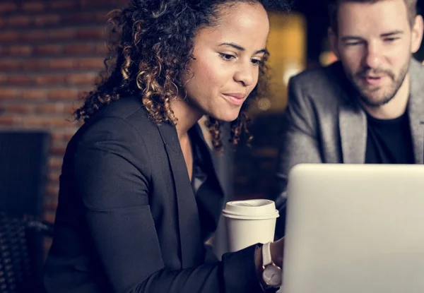 Socios Comerciales Trabajando Juntos Café — Foto de Stock