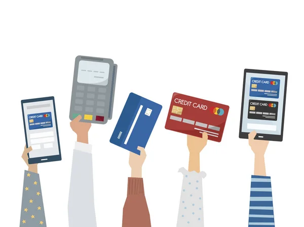 Εικονογράφηση Online Πληρωμών Πιστωτικές Κάρτες — Φωτογραφία Αρχείου