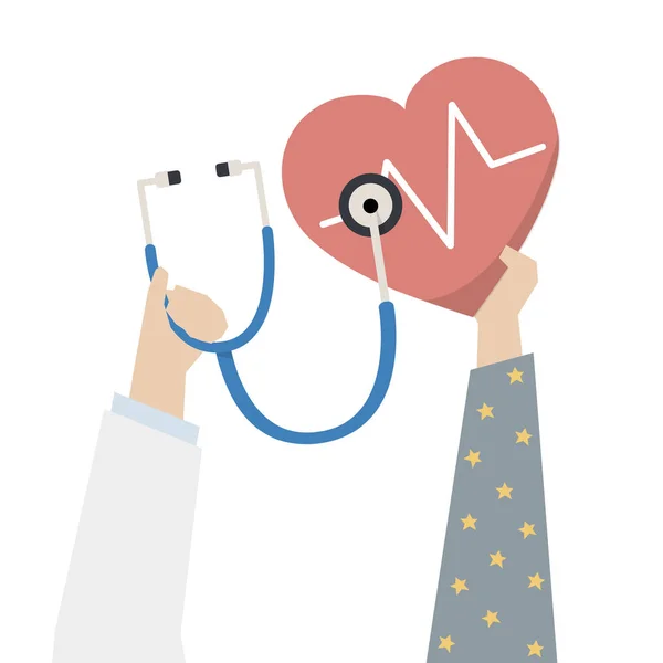 Illustration Doctor Checking Patient Heart — Stock Photo, Image