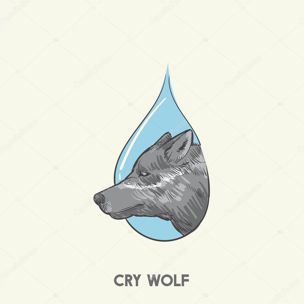 Cry wolf illustration, concept