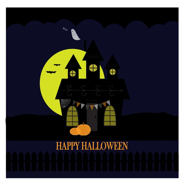 Illustrazione di Halloween con casa spaventosa — Vettoriale Stock