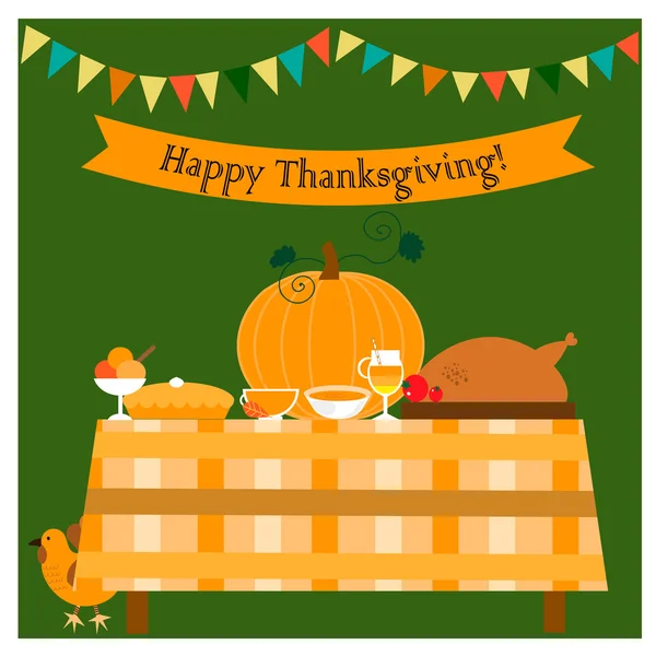 Thanksgiving-kaart met voedsel — Stockvector