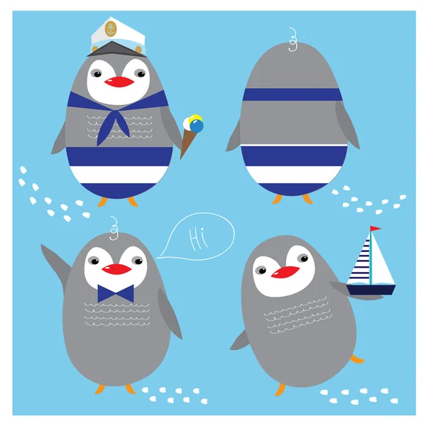 Illustration with cute penguins — Stock vektor