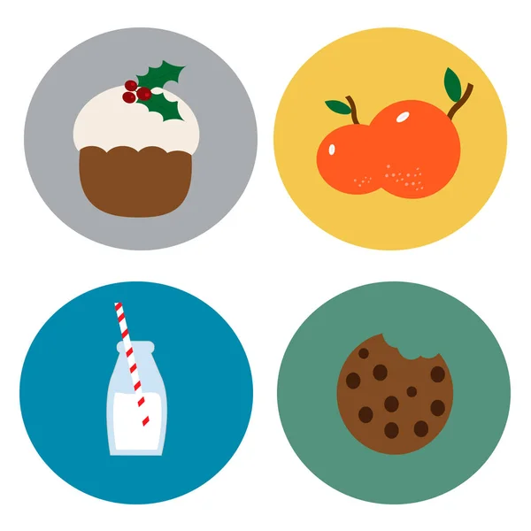 Eten en drinken pictogrammen. Kerst collectie. — Stockvector