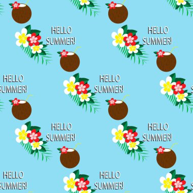 Tropic Hindistan cevizi kokteyl ile Seamless Modeli. 