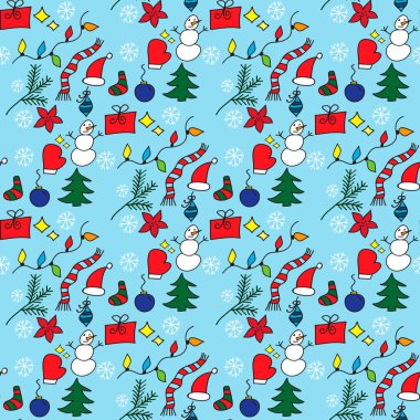 Noel seamless modeli çizilmiş karalamalar ile