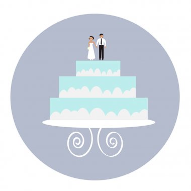 Düğün pastası brade ve damat iyi adam ile ile illüstrasyon