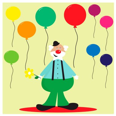 Komik palyaço balon ile kartıyla
