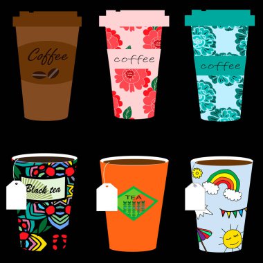 Kağıt kahve fincanı siyah bir arka plan ayarla.