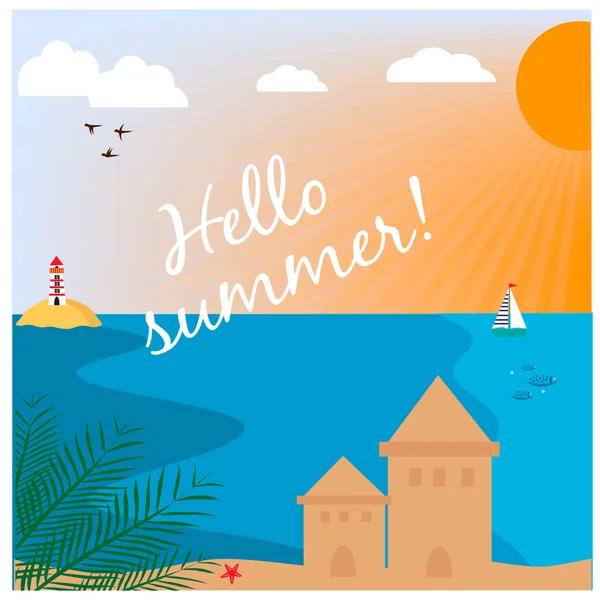 Summer background with tropical beach. — Stock Vector