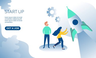 Gençler gökyüzüne bir roket fırlatıyor. Başlangıç konsepti