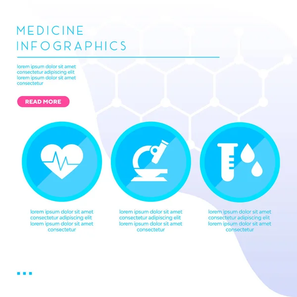 Medicína Infografické Vektorové Ikony Modré Barvě — Stockový vektor
