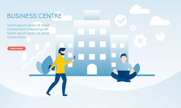 Concept Centre Affaires Les Jeunes Travaillent — Image vectorielle