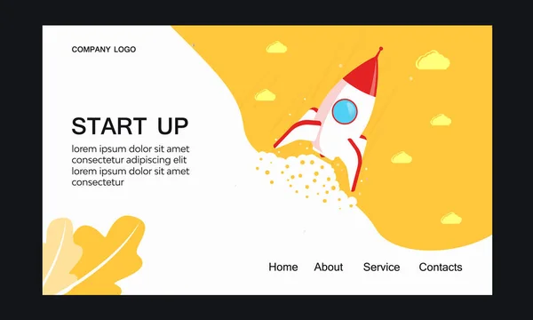 Strona Internetowa Dla Startupów Rakieta Leci Nieba — Wektor stockowy