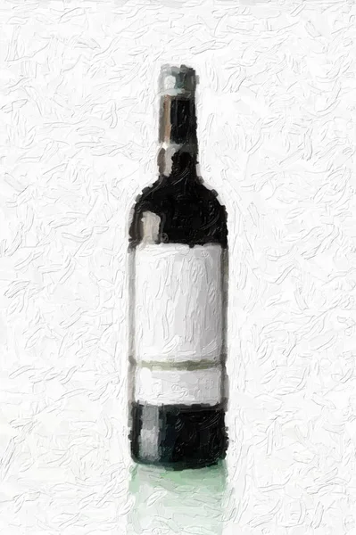 Garrafa Vinho Tinto Com Rótulo Vazio Fundo Branco — Fotografia de Stock