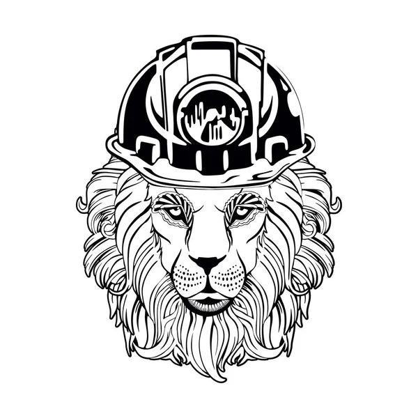 Lion Ανθρακωρύχος Λευκό Φόντο — Διανυσματικό Αρχείο