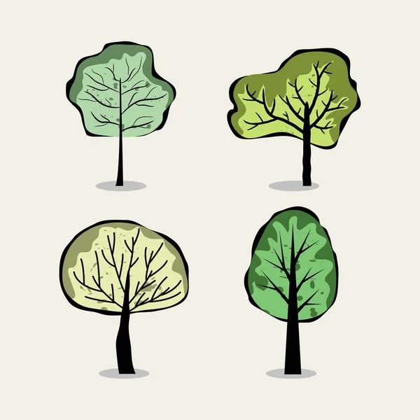 Vier Bäume im abstrakten Stil — Stockvektor
