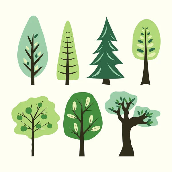Een aantal verschillende cartoon bomen. Vector Stockillustratie