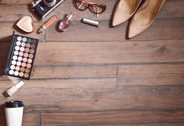 Fondo de la mujer accesorios de belleza conjunto — Foto de Stock