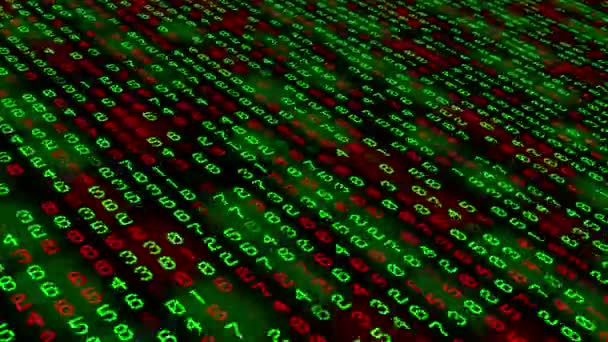 Numéros rouges et verts passant sur l'écran de l'ordinateur 