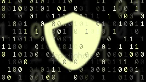 概念データ セキュリティのコンピューターのビットの黄色 — ストック動画