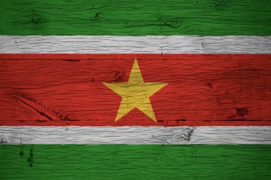 Eski meşe ahşap boyalı Surinam ulusal bayrak