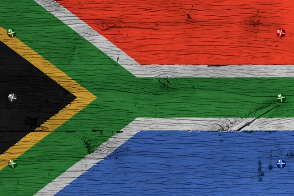 Syd Afrika flagga målade gamla ek fäst — Stockfoto