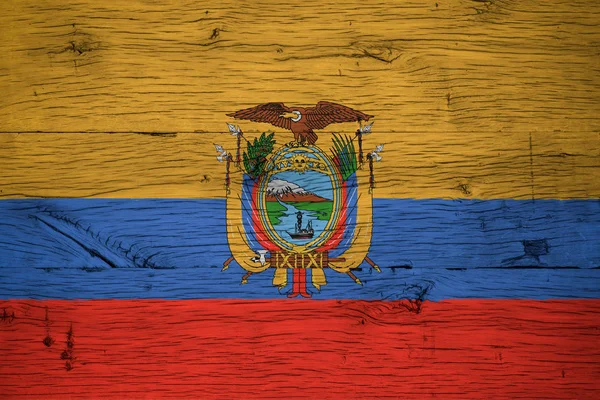 Національний прапор Еквадору пофарбовані старі деревини дуба — стокове фото