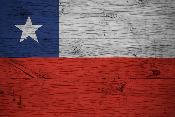 Chile national flag painted old oak wood — Stock Photo, Image