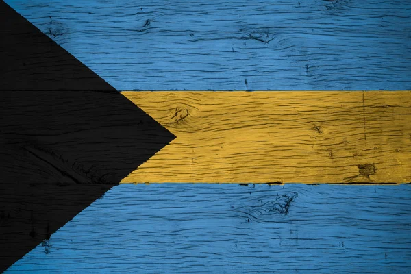 Bandera nacional de Bahamas madera de roble vieja pintada —  Fotos de Stock