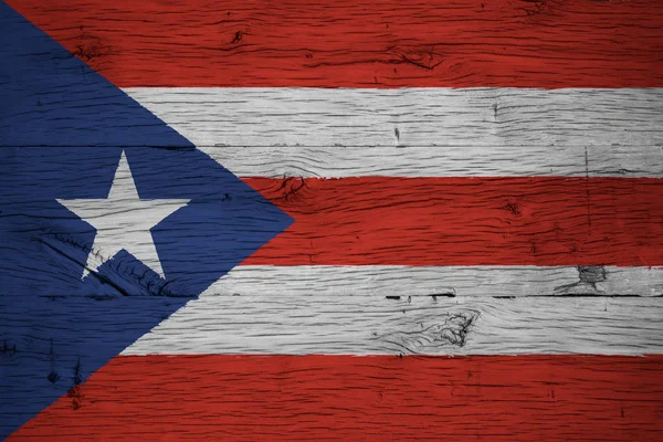 Puerto Rico national flag painted old oak wood — Stock Photo, Image