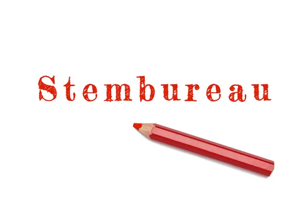 Stembureau текст ескіз червоний олівець — стокове фото