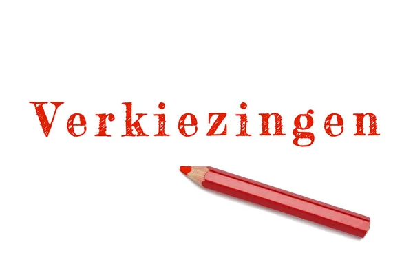 Verkiezingen tekst szkicu czerwony ołówek — Zdjęcie stockowe