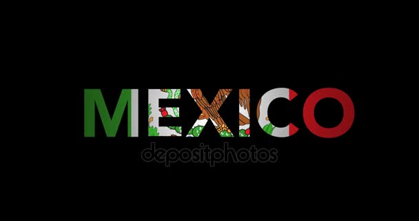 Zoomen tekst Mexico met vlag — Stockvideo