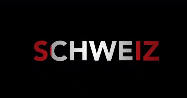 Zooming text Schweiz with flag — Stock Video